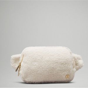 lululemon athletica Cream Sherpa Fanny Pack with Gold Hardware
